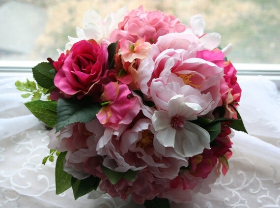 589 New bridal bouquet and boutonniere set 915 Peony Bridal Bouquet & Boutonniere Set, Sweet Peas, Peonies Roses   