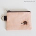 Coin purse/key pouch -pink canvas with a hedgehog appliqué LAST ONE
