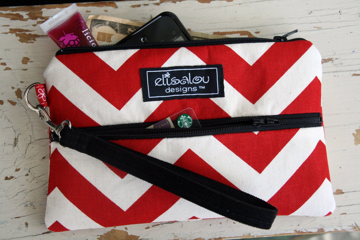 red chevron purse