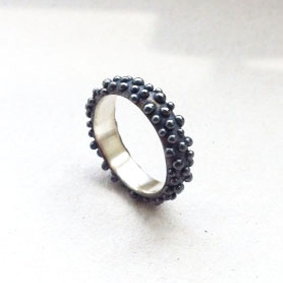 Items similar to dots ring black / daily simple silver blackened ring ...