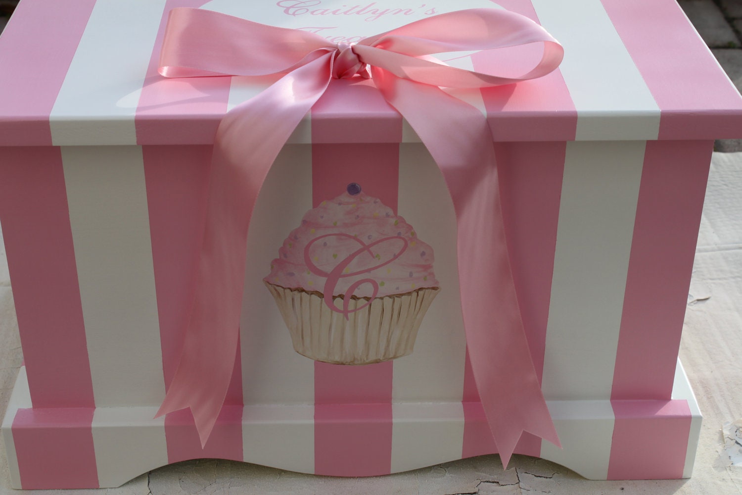 Baby Keepsake Chest Baby Memory Box girl Pink Stripe