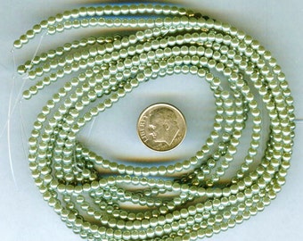 3mm Elegant Sage Green Glass Pearls 50 pcs