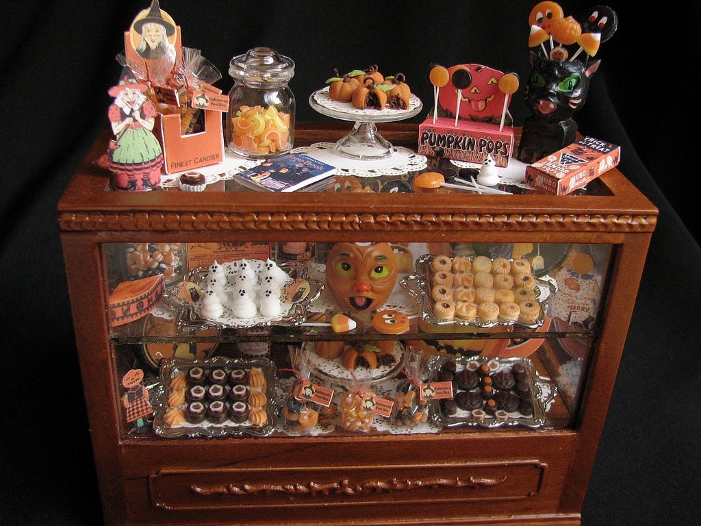 Vintage Halloween Miniature Dollhouse Shop Counter Display