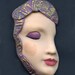 Polymer OOAK Face Shard with Lavender, Green Gold Hat Undrilled FPSH 1