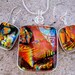 Dichroic Glass Matching Pendant and Earring Set .. Stunning Wire-wrapped Multilayered Dichroic