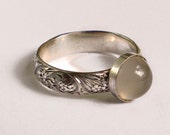 White Moonstone Sterling Ring.