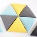 Equilateral Triangle Pillow - AQUA BLUE cotton linen woven nubby texture - Removable / Washable Cover - Geometric Decor