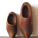 2 Vintage Wooden Dutch Shoes, Childs, Carved, Rustic Primitive Display