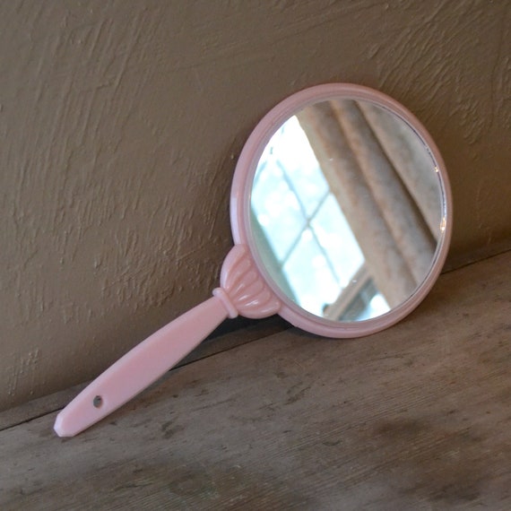 Vintage Pink Hand Mirror