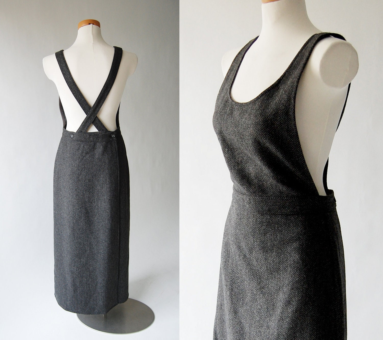 vintage Wool Jumper / apron dress / bibbed by shopgoodgrace