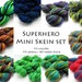 Superhero mini skein set - PREORDER - FREE SHIPPING - hand dyed yarn