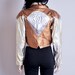 metallic lame faux CHANEL avant garde jacket / glam / cropped / s / m