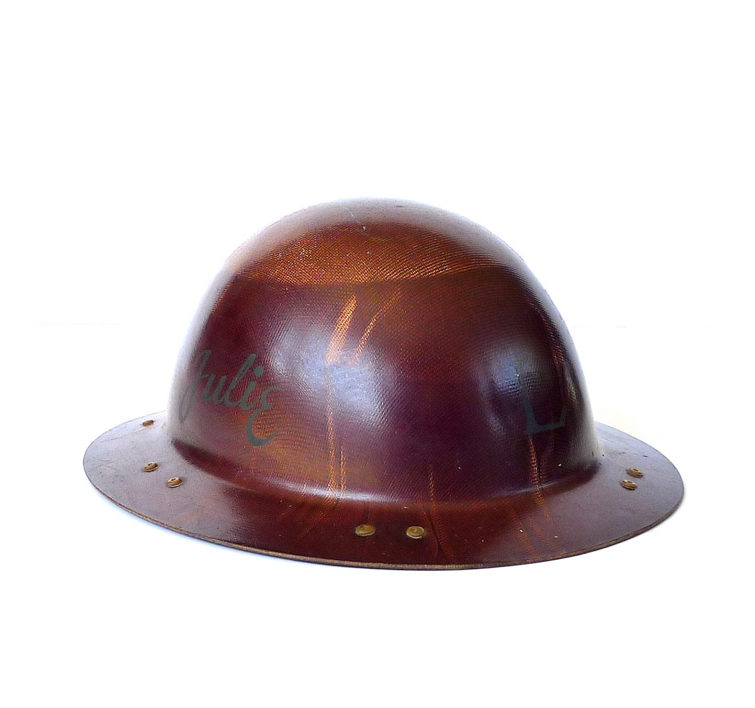 WWII Working Woman Early Fiberglass Hard Hat Monogrammed Julie