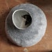 RESERVED Cat Bed / Cave / House / Vessel - Hand Felted Wool - Warm Gray Stone - Crisp Contemporary Design