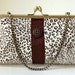 Animal Print Kiss Lock Larger Clutch with Chocolate Brown Ribbon