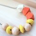 NECKLACE Wood Beads in Yellow, Beige and Orange strung on Antique Brass Ball Chain