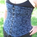 Victorian Bust Gore Corset in Blue Brocade PLUS SIZE TALL