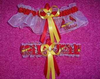 Saint Louis Cardinals Wedding Garter Set Handmade St. Keepsake and Toss
