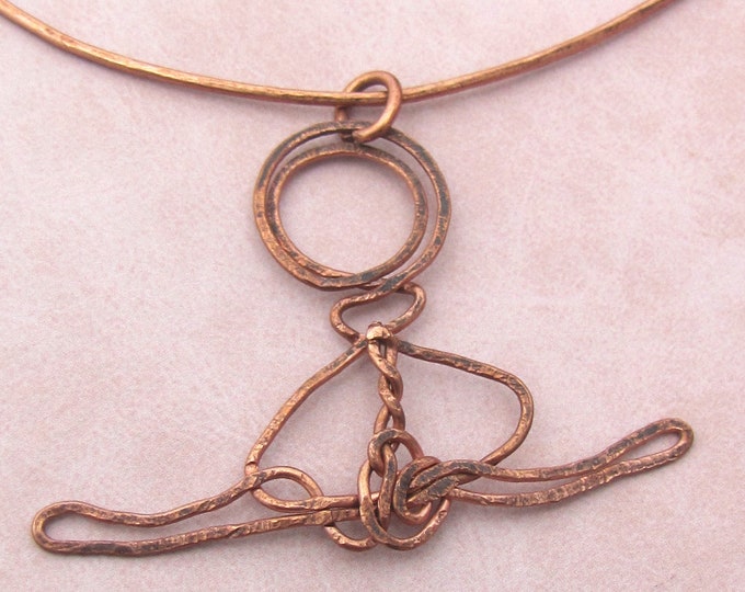 Copper Necklace * Patina Necklace * Wire Wrapped * Lotus Jewelry * Yoga Necklace