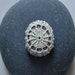 Crocheted Lace Stone, Beige, Gray Stone, Handmade by Monicaj