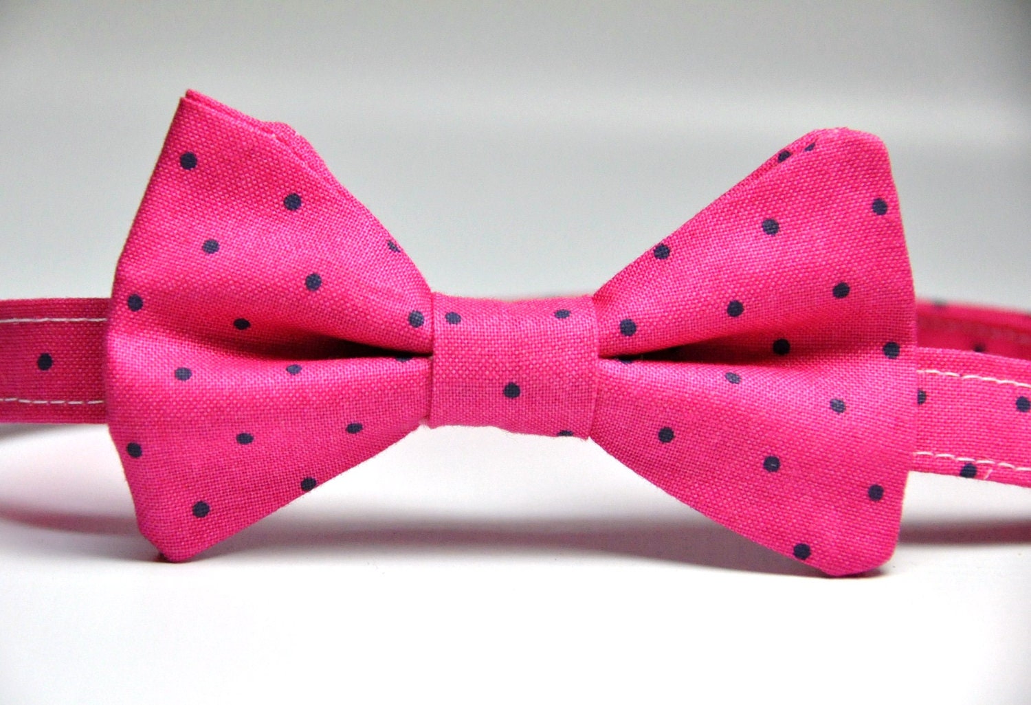 Little Boy's Hot Pink and Navy Blue Polka Dot Bow Tie