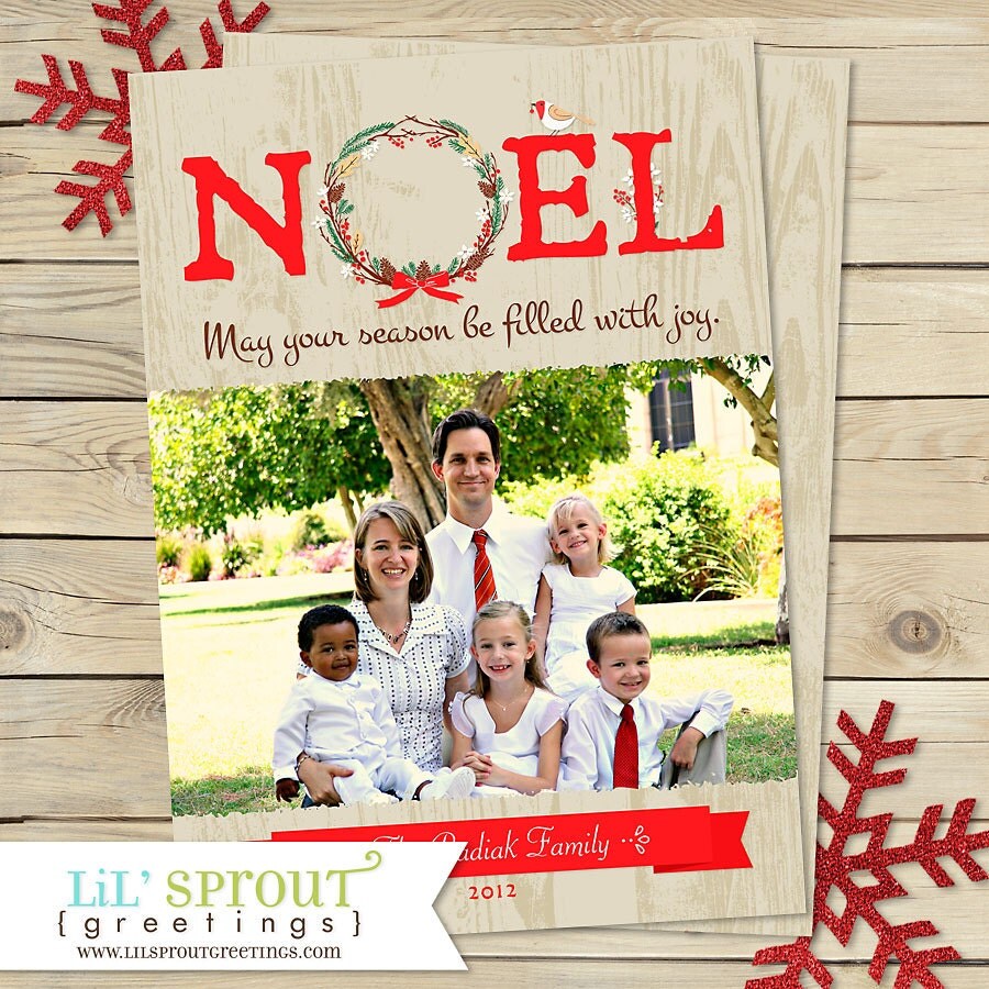 Woodland Noel Unique Holiday Christmas Photo Card