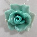 Seafoam Green Rose - Polymer Clay - Pendant Necklace -Teal Rose - Handmade