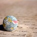 Vintage ring, pink, yellow and pastel blue Vintage fabric covered button adjustable ring