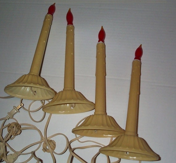 Christmas Vintage electric Candles Window set of 4