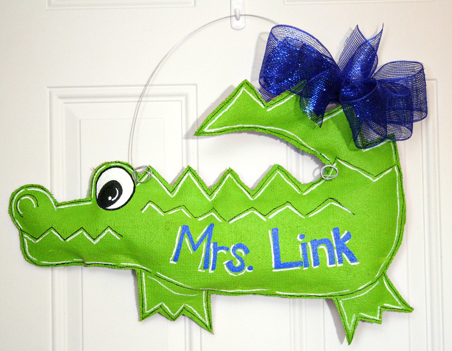 Alligator Gators Burlap Door Hanger High by MustLoveArtStudio