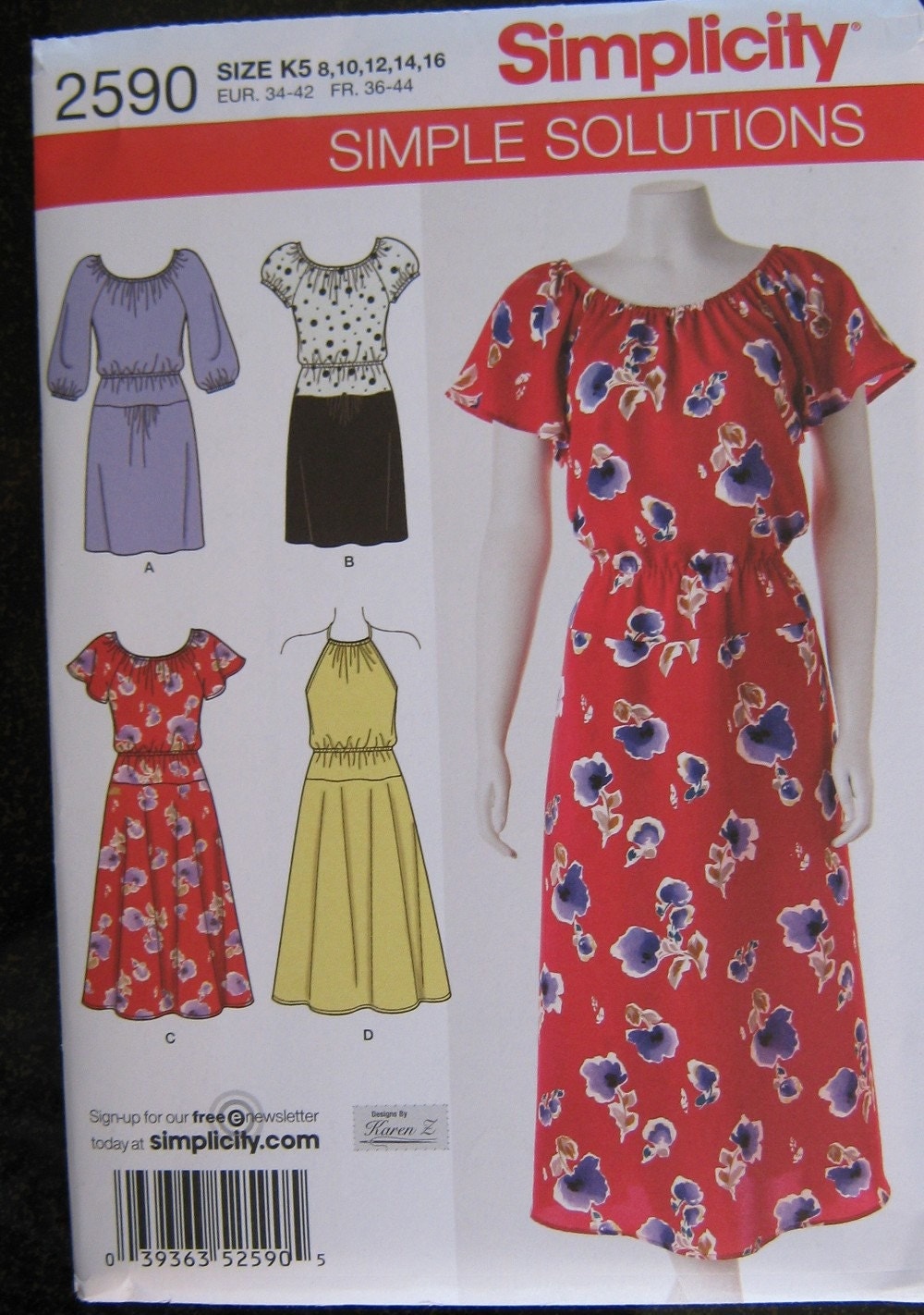 Simplicity Dress Simple Solutions sewing pattern 8 10 12 14 16