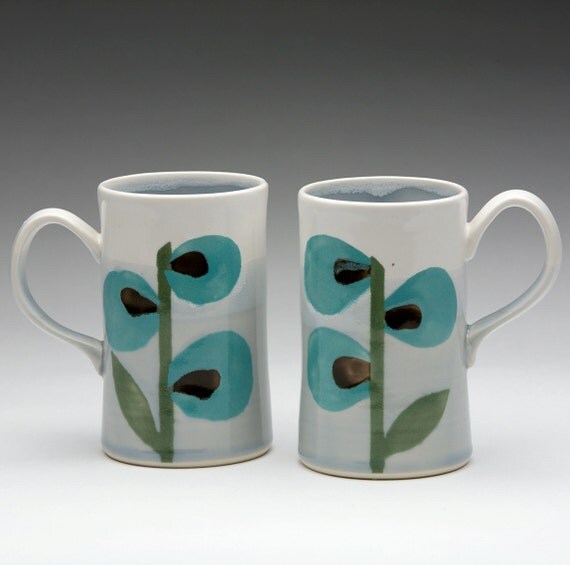Turquoise Stem Mug tall by dahlhaus on Etsy