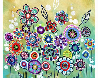 Popular items for whimsical flower art on Etsy