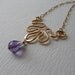 Gold Filled and Purple Crystal Necklace - Tanzanite Purple Crystal - Hand Forged Wire
