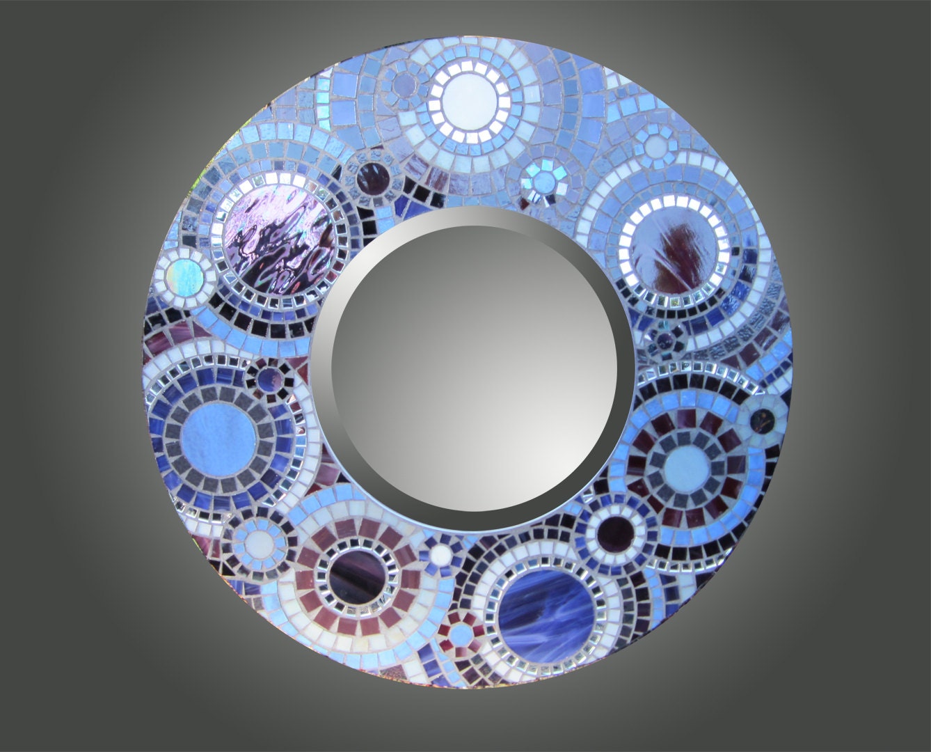 Purple Spiral Stained Glass Mosaic Mirror