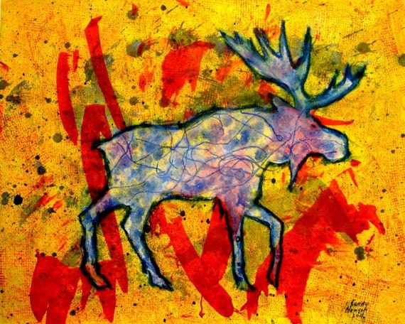 Items similar to Moose, Abstract 16x20 original acrylic painting on