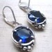 Leaf Solitaire Earrings in Sapphire and Sterling