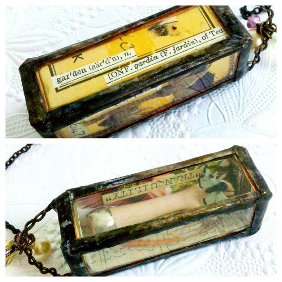 Reliquary Garden Shrine Necklace Rosary Shadowbox Vintage