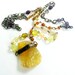 Yellow Fluorite Crystal Healing Pendant Vintage Bead Chain Assemblage Bohemian Gypsy Style Necklace - Creativity