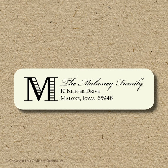 Monogram return address labels self-adhesive address