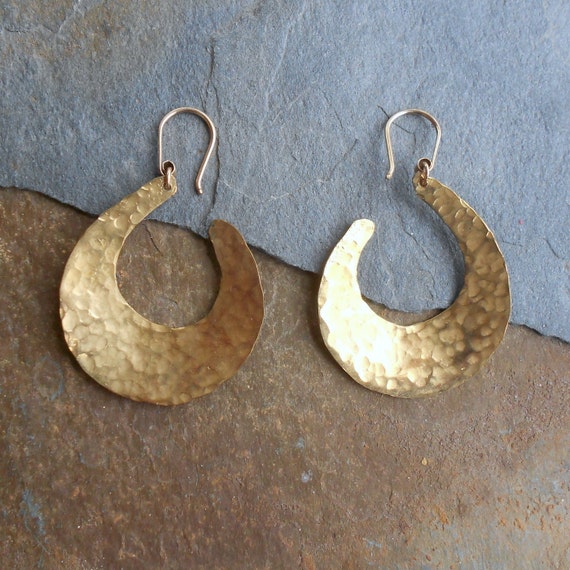Hammered Bronze Wave Earrings