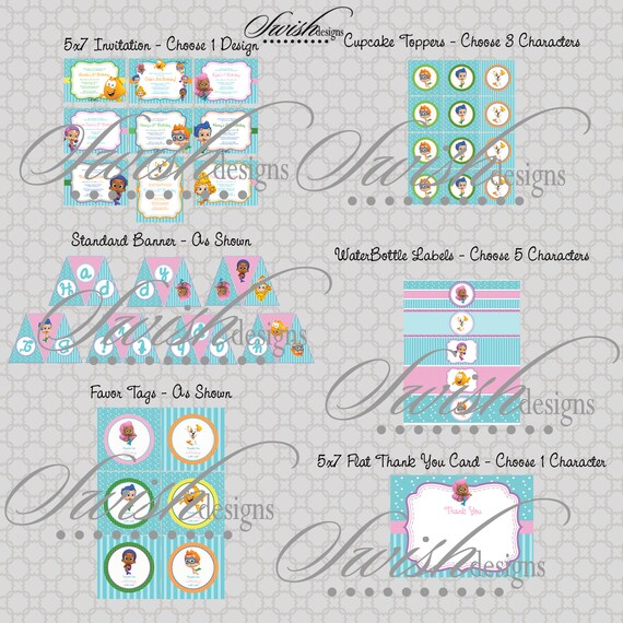 Bubble Mermaids Merman Guppy Guppies - Printable Birthday Party - Printable DIY Il_570xn