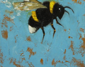 Print Bee 228 10x10 inch Print from oil painting by Roz