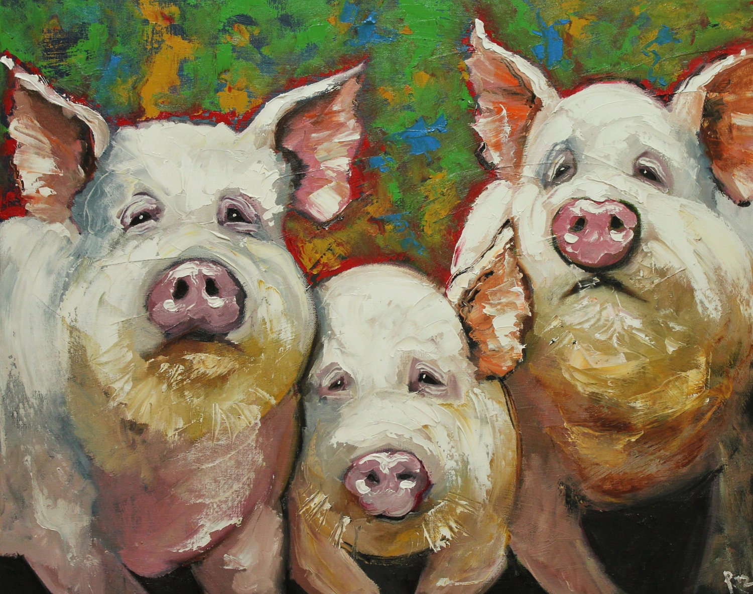 16x20 Print of oil painting Pig 24 by Roz