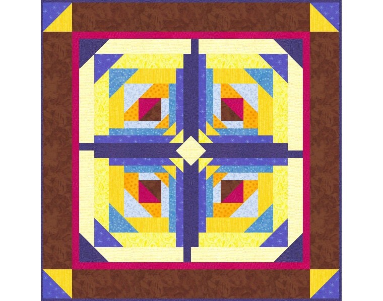 Download Logging On Paper Pieced Quilt Block Pattern log cabin quilt
