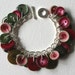 Button Bracelet Raspberry Pink Muted Vintage Sage Green