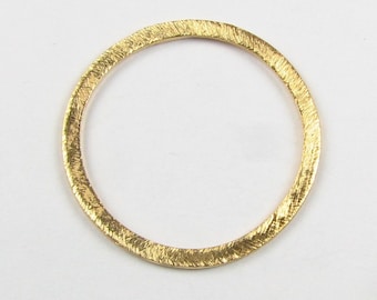 20mm Flat Circle Shaped Bali Vermeil Brushed Line Texture Loop Connector Eternity Rings Links (2 beads)