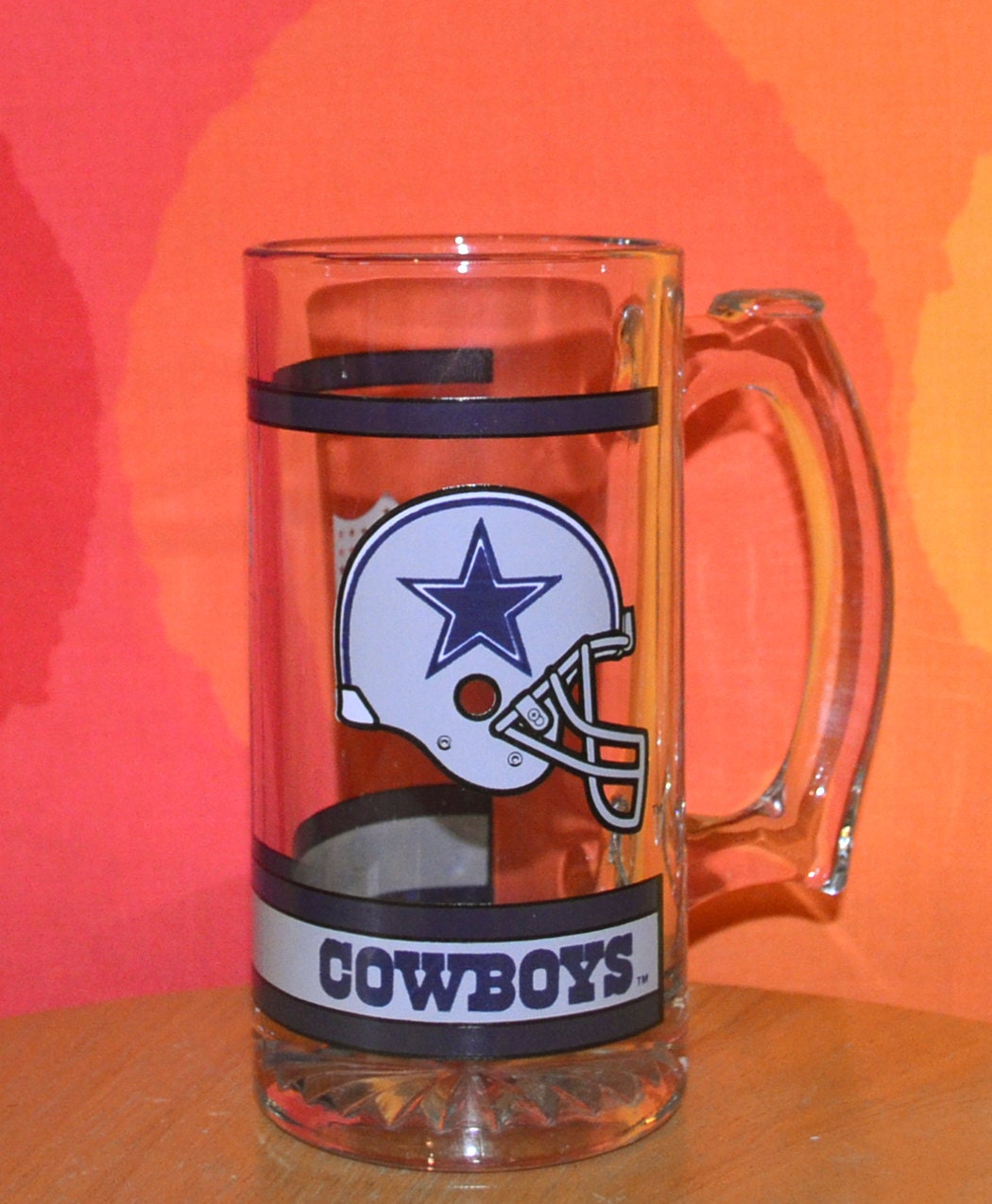 80s vintage dallas COWBOYS nfl football beer glass mug stein