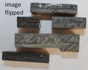 HUGE LOT of Vintage Printers Blocks - Type Letterpress Set Metal Stamps Wooden Press Newspaper Block