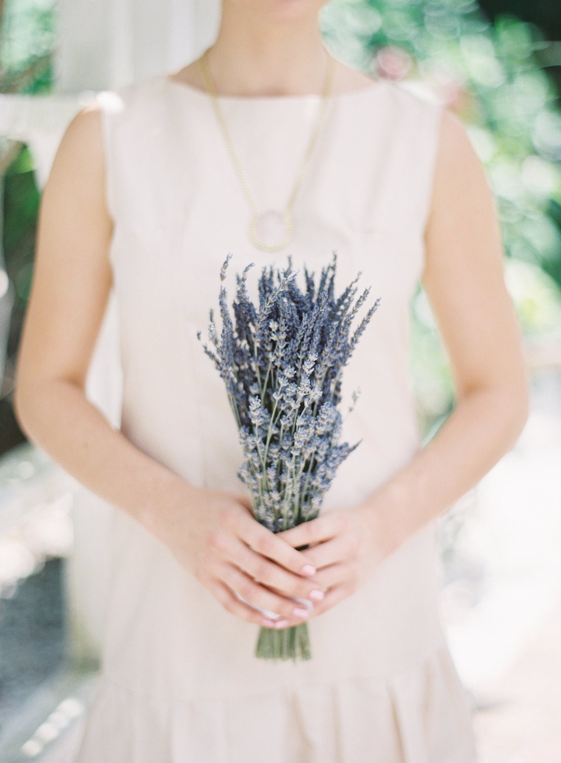 Simple Wedding Bouquet of Dried French and English Lavender